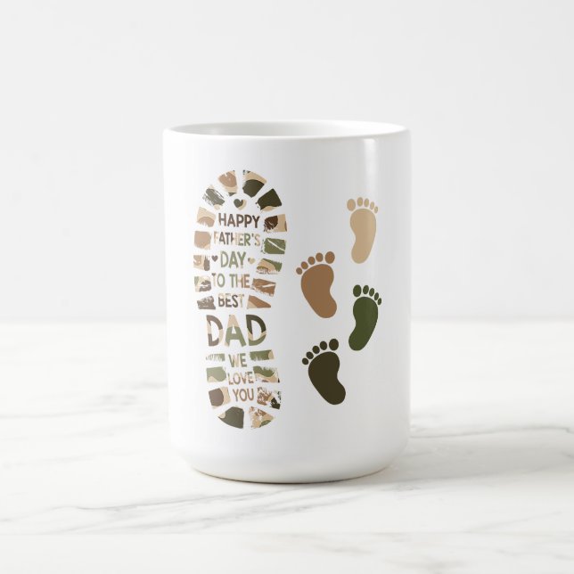 Fars dag Kamouflage Fotavtryck Design Kaffemugg (Center)