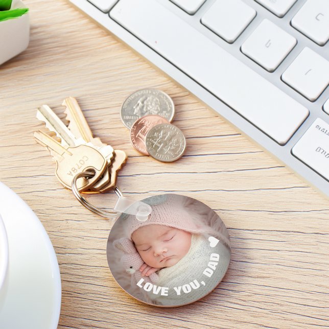 Fars dag kärlek du foto nyckelring (Father's Day Love You Photo Keychain)