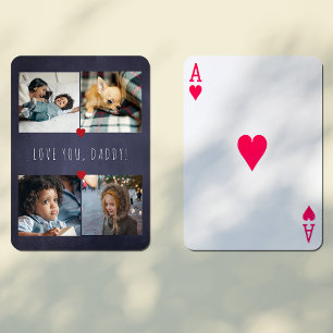 Fars dag Kärlek du pappa 4 fotokollage marin Casinokort
