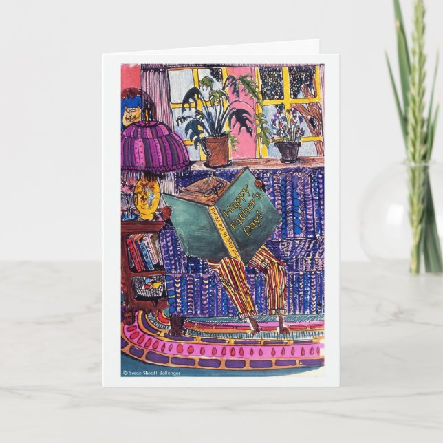 Fars dag, Katt Reading a Bok Kort (Framsida)