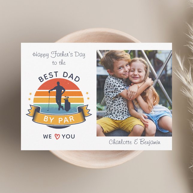 Fars dag Kids Photo Best Pappa Golf Älskare Anteckningskort (Fathers Day Kids Photo Best Dad Golf Lover Note Card)