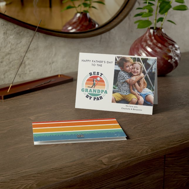 Fars dag Kids Photo Grandpa Golf Älskare Kort (Best Grandpa By Par Golf Lover Grandfather Photo Greetings Card)
