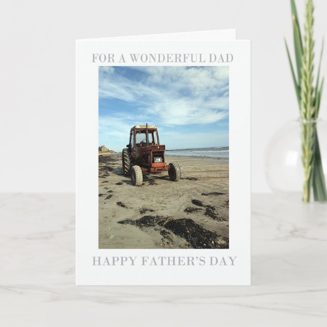 Fars dag-kort - Beach Scenery Tractor Kort (Framsida)