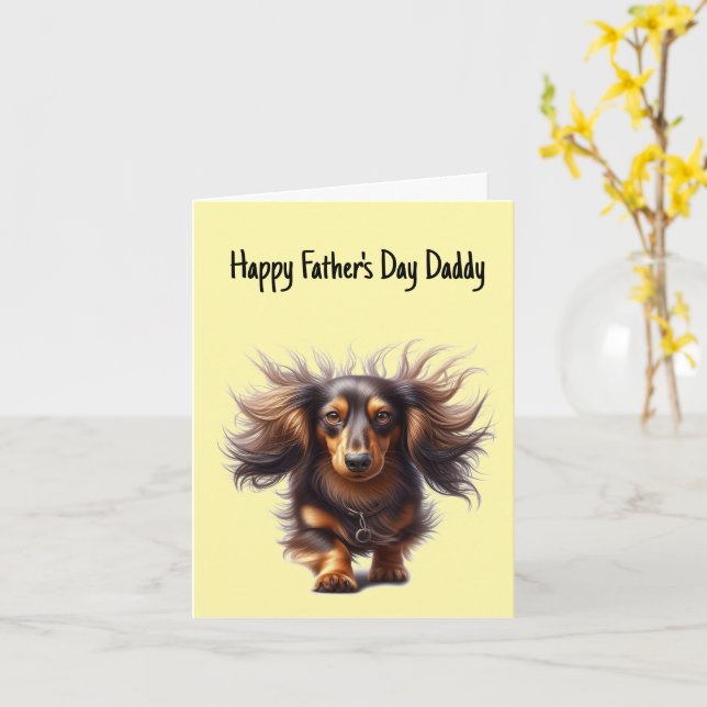 Fars dag-kort för Dachshund Pappa Kort (Gul blomma)