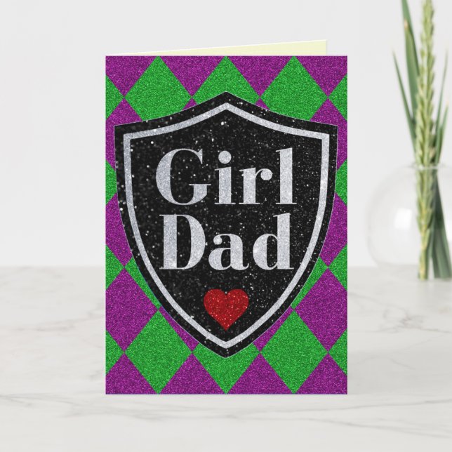 Fars dag-kort för flicka Pappa Glitter Kort (Framsida)