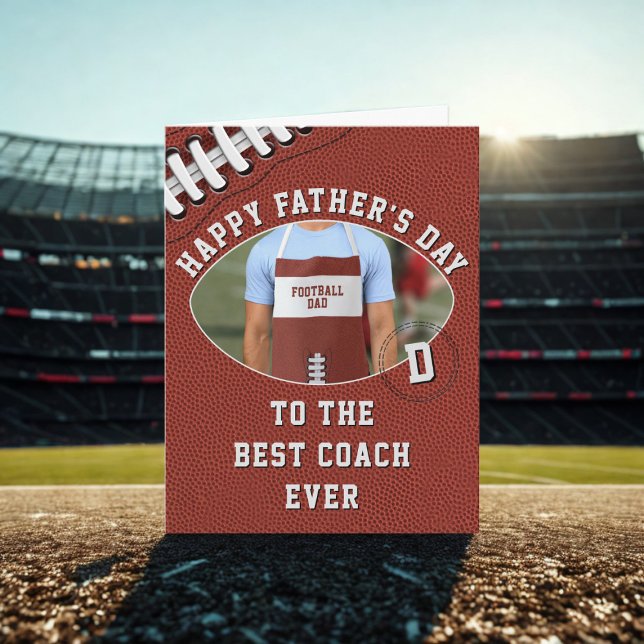 Fars dag-kort för fotbolls-coachefoto Pappa Kort (Hup! Add a photo to this fun Father's Day Card. Perfect for your Football Coach Dad)
