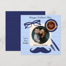 Fars dag-kort för pappa Blue Mustache Coffee Lyckl Inbjudningar