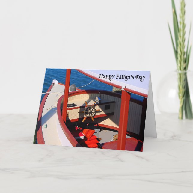 Fars dag-kort med gammal träbåt kort (Framsida)