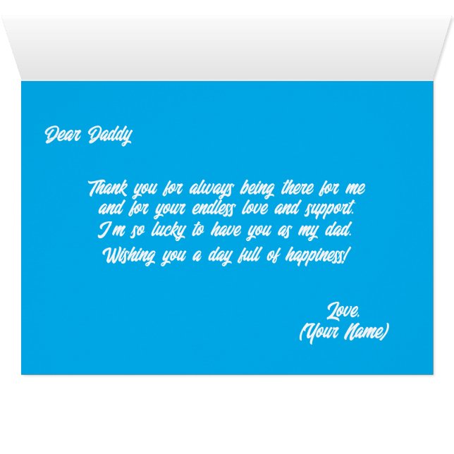 Fars dag-kort med Personlig-meddelande, blått Hälsningskort (Insidan Horizontal (UnderSidan))