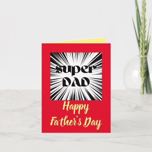 Fars dag-kort till pappa, superhjälte tema kort (Framsida)