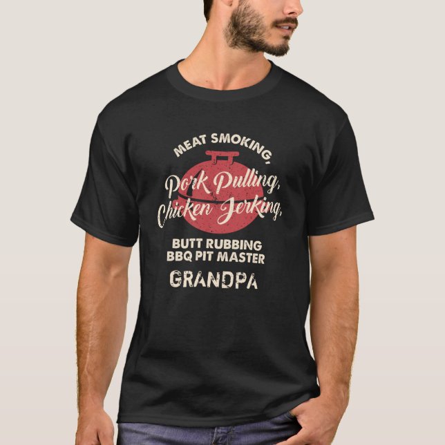 Fars dag Kött Rökning BBQ Pit Master Grandpa T Shirt (Framsida)