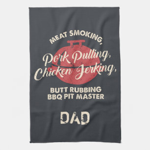 Fars dag Kött Rökning BBQ Pit Master Pappa Anpassn Kökshandduk