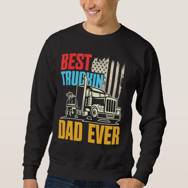 Fars dag Lastbil Driver Trucker Best Truckin'D Lång Ärmad Tröja (Framsida)