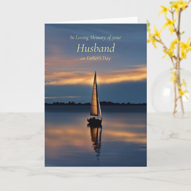 Fars dag Late Make minne med segelbåt Kort (Gul blomma)