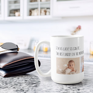 Fars dag Lucky Me Bästa Pappa Bilder Anpassade Kaffemugg