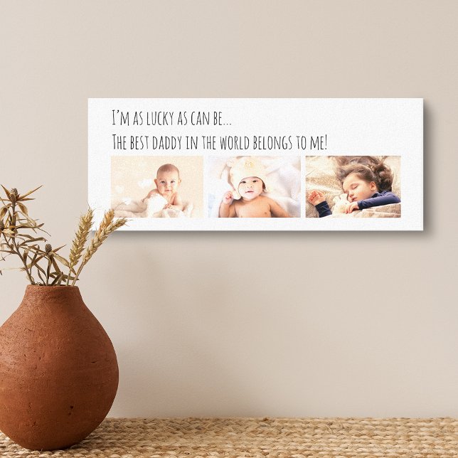 Fars dag Lucky Me Best Pappa Photos Canvastryck (Fathers Day Lucky Me Best Daddy Photos Canvas Print)