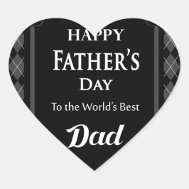 Fars dag - "Lycklig Fars dag", svart/Grått Hjärtformat Klistermärke