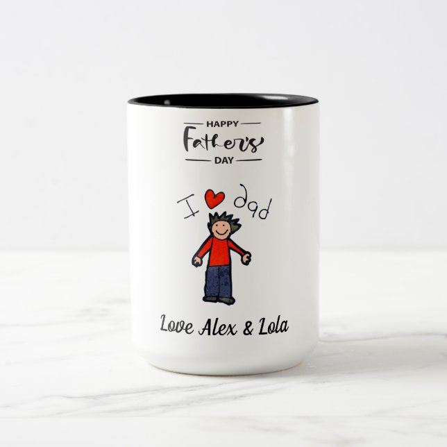 Fars dag Mugg. Personlig namn. Två-Tonad Mugg (Center)