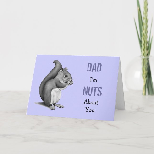 Fars dag nöt om pappan, ekorre, ritar kort (Framsida)