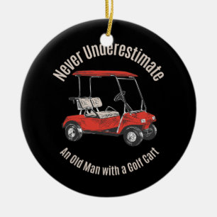 Fars dag Old Man med Golf Cart Julgransprydnad Keramik