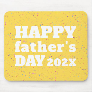 Fars dag Paint Splatter Mustard Gult White Musmatta