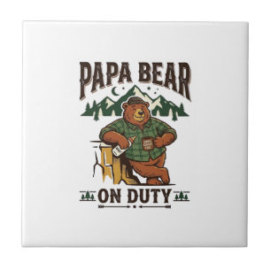 Fars Dag Papa Björn På Duty Tröja Rolig Djur Pappa Kakelplatta
