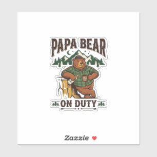 Fars dag Papa Björn På Duty Tröja Rolig Djur Pappa Klistermärken