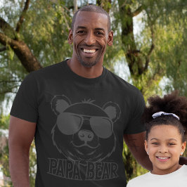 Fars dag | Pappa Björn | Svart på svart modern T Shirt