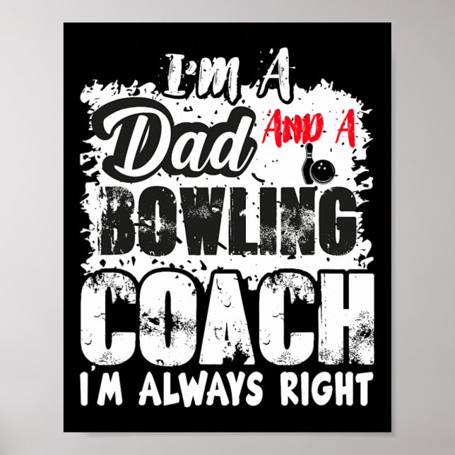 Fars dag Pappa Bowling Coach Best Coach Birthday Poster (Framsidan)
