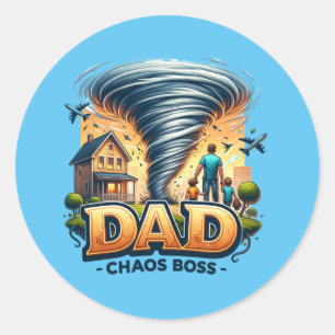 Fars dag Pappa Chaos Chef Runt Klistermärke