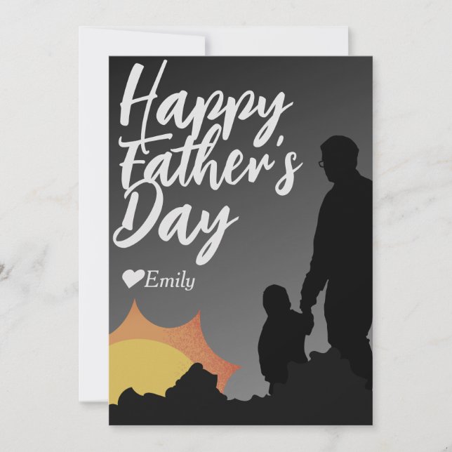 fars dag pappa & dotter siluett julkort inbjudningar (Framsida)