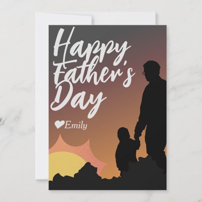 fars dag pappa & dotter siluett julkort inbjudningar (Framsida)