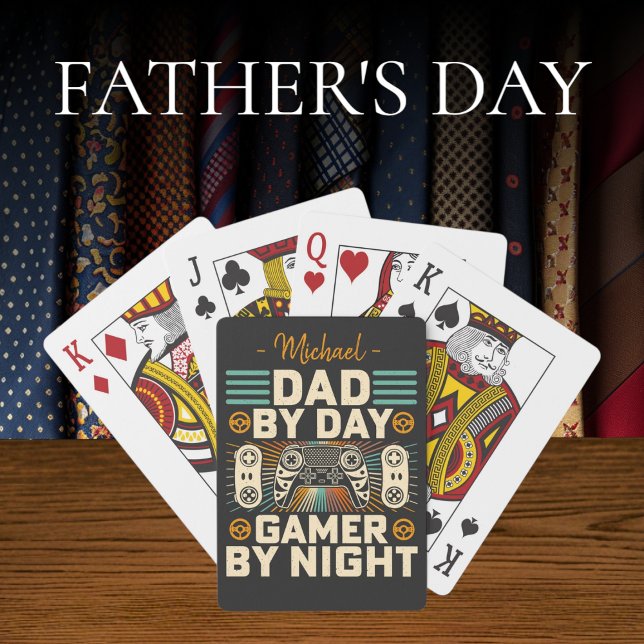 Fars dag Pappa efter dagspatent (gamer) på natten Casinokort (Father's day Dad by day Gamer by night Poker Cards)