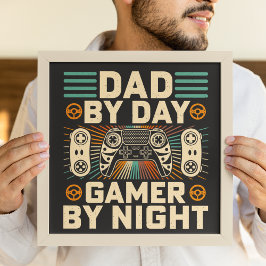 Fars dag Pappa efter dagspatent (gamer) på natten Poster