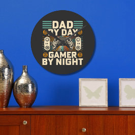 Fars dag Pappa efter dagspatent (gamer) på natten Rund Klocka
