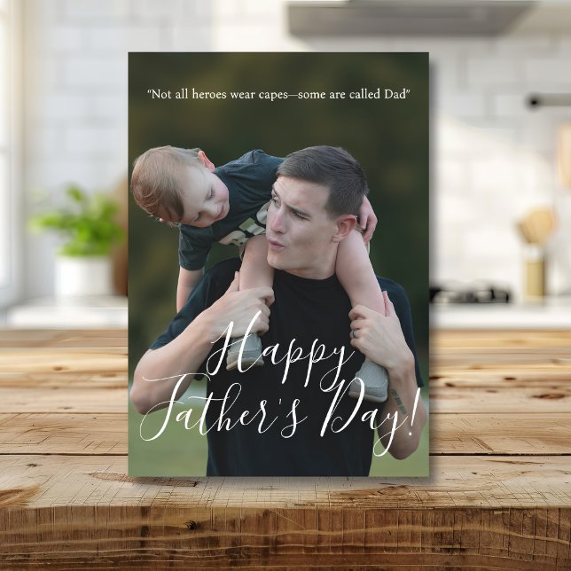 Fars dag Pappa Hjälte Personlig Foto Kort (Farthers Day Dad Hero Photo Personalized Card)