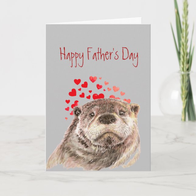 Fars dag Pappa Kärlek mitt hjärta Cute Otter Helgkort (Framsida)