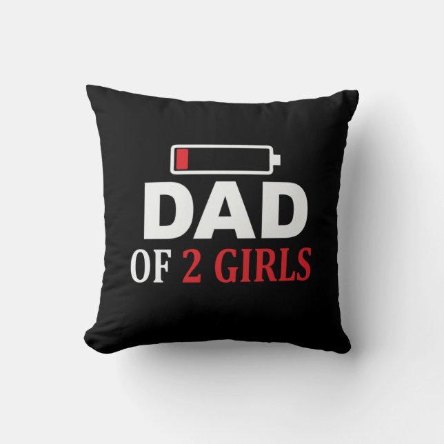 Fars dag Pappa med 2 flickor Kudde (Framsida)