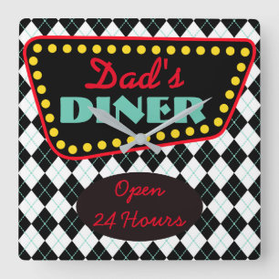 Fars dag Pappa Middag Kitchen Wall Clock Gift Fyrkantig Klocka