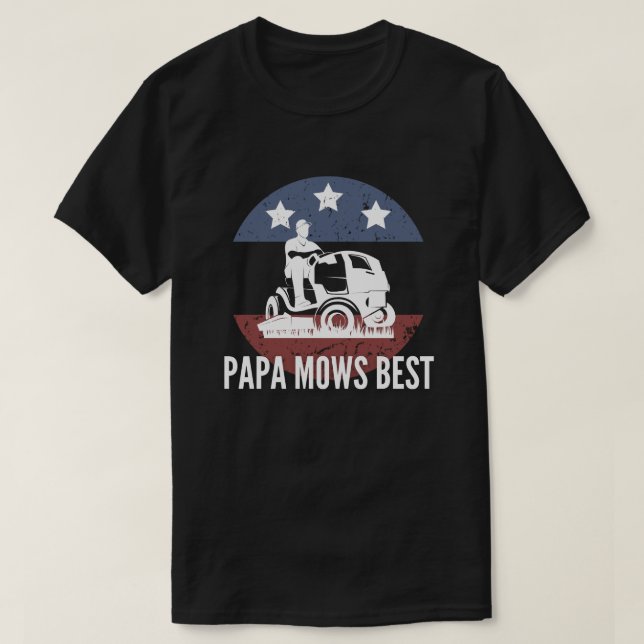 Fars dag: Pappa Mows Best - Patriotic Pappa T Shirt (Design framsida)