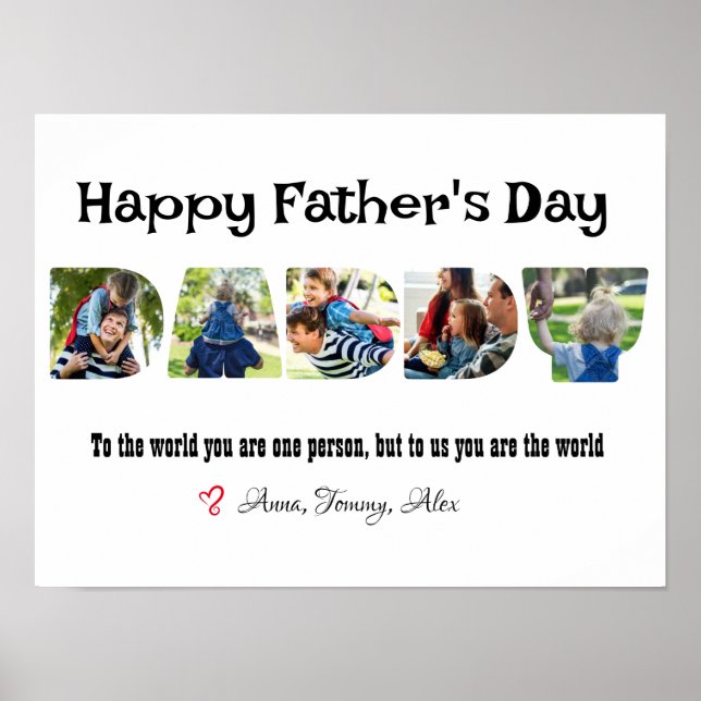 Fars dag pappa Photo Collage Brev Shaped Poster (Framsidan)