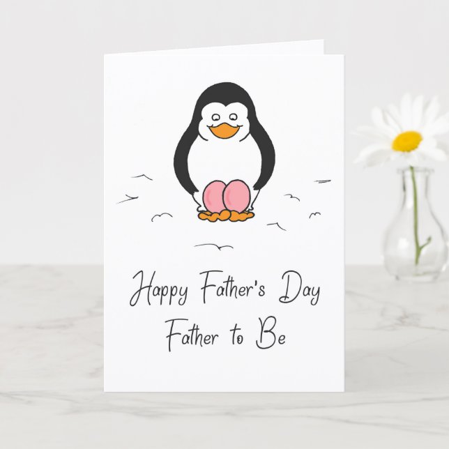 Fars dag Pappa till Tvillingflickor Söt Pingvin  Kort (Liten växt)