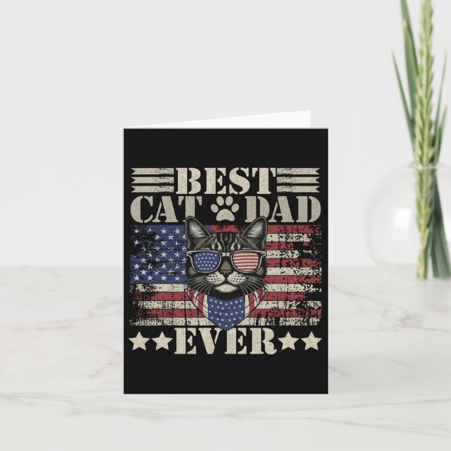 Fars dag Patriotic Pappa Cat pappa Funny Best Cat  Kort (Framsida)