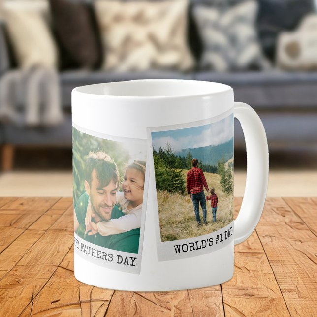 Fars dag Personlig 3 Fotokollage Kaffemugg (Skapare uppladdad)
