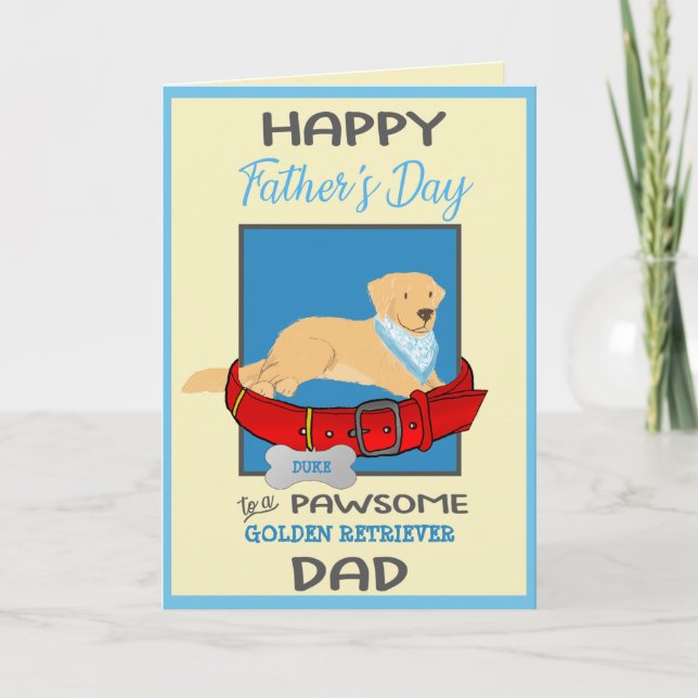 Fars dag Personlig från Golden Retriever Hund Helgkort (Framsida)