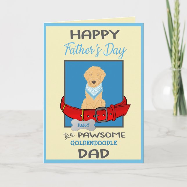 Fars dag Personlig från Goldendoodle Hund Helgkort (Framsida)
