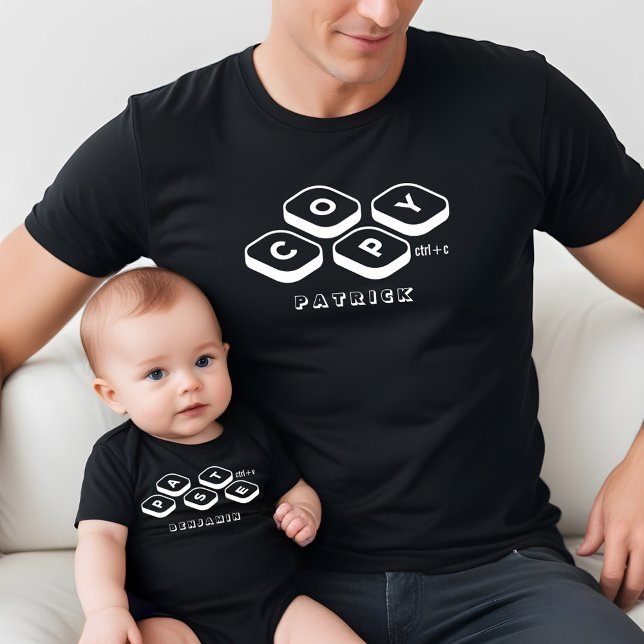 Fars dag Personlig Namn Copy Paste Pappa Son T Shirt (Father's Day Personalized Name Copy Paste Dad Son Baby Black Bodysuit)