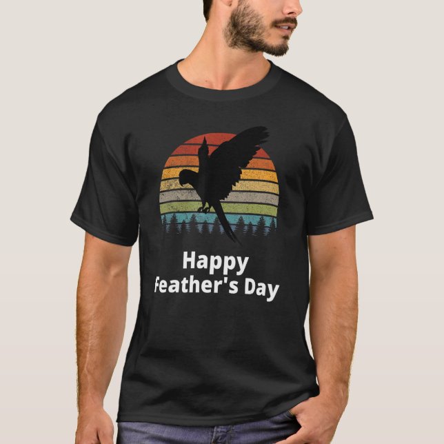 Fars dag Pet Bird Watching Parrot Feathers Da T Shirt (Framsida)