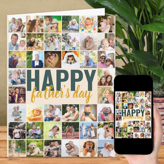 Fars dag Photo Collage Big Personlig Card Kort (Skapare uppladdad)