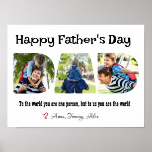 Fars dag Photo Collage Brev Shaped Poster